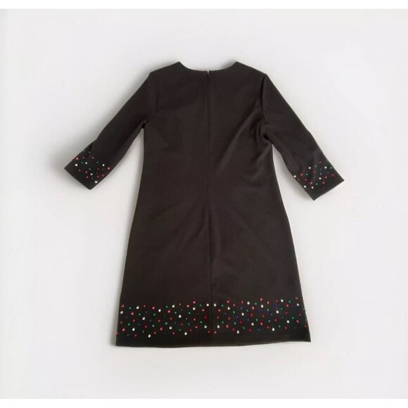 Calvin Klein Black 3/4 Sleeve Dress With Multi-Colored Embellishments size 8 new - Picture 2 of 11